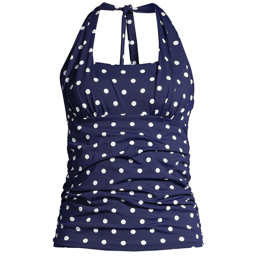 Lands end Halter tankini blue polka dot 2 piece - Picture 5 of 8